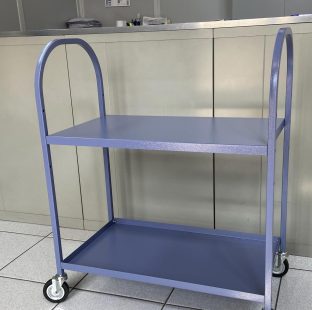 Carrello porta lavoro a due piani con ruote girevoli