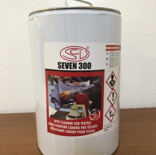 Confezione in latta di smacchiatore liquido per tessuti di marca SEVEN 300